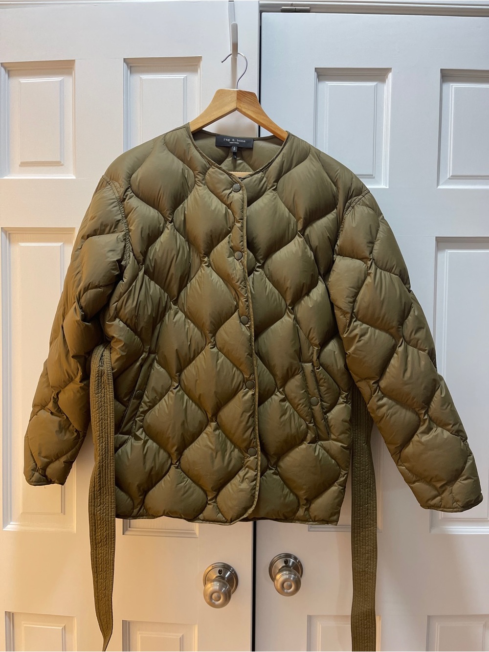 rag & bone Olive Diamond-Quilt Snap Puffer Jacket